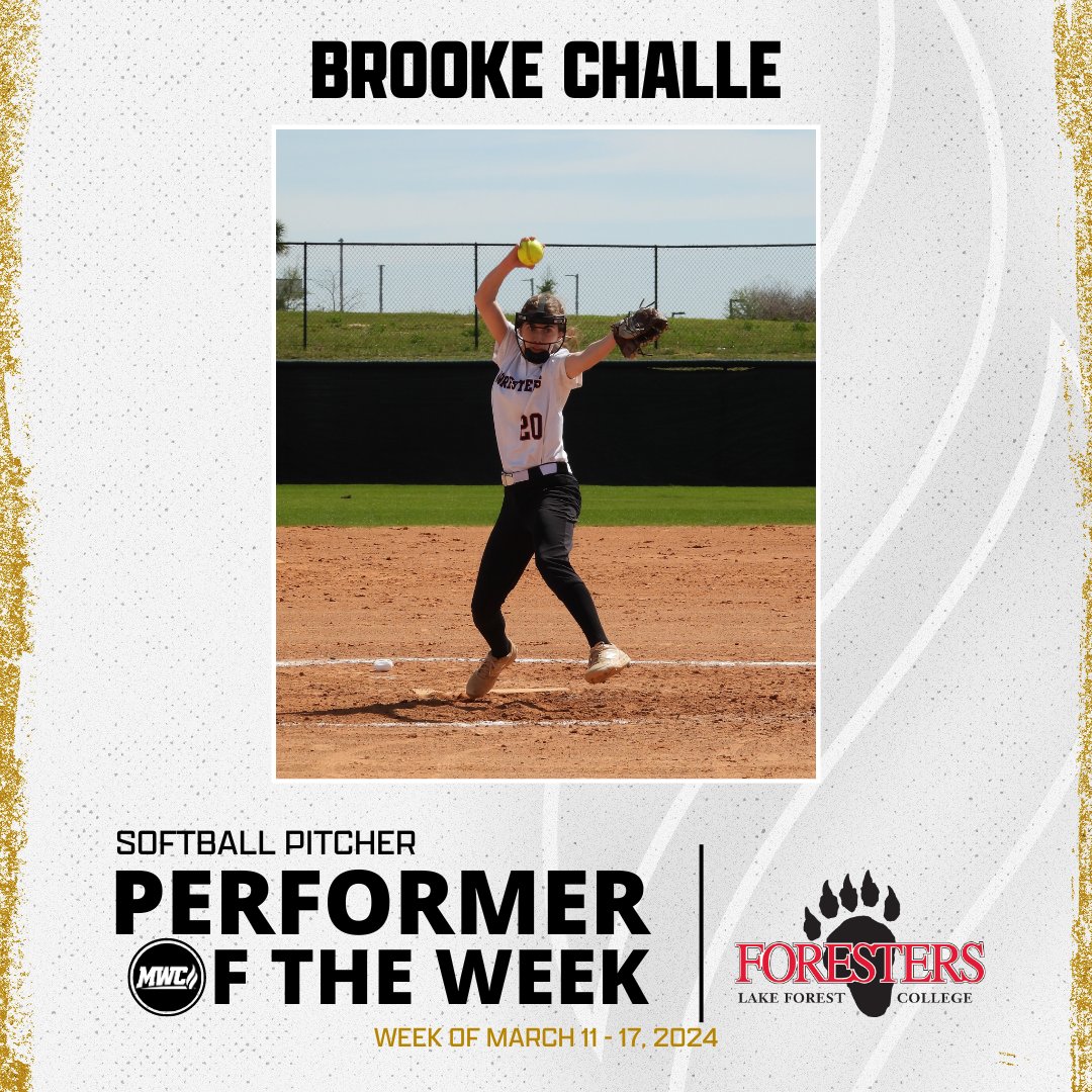 MWCSports's tweet photo. MWC Softball Pitcher of the Week: Brooke Challe, Lake Forest College @LFAthletics https://t.co/O86qafgnme