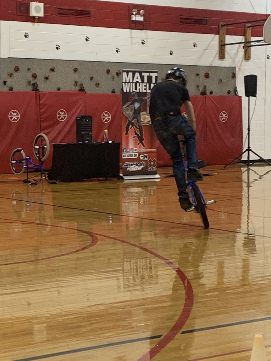 Thank you <a href="/mattwilhelmbmx/">Matt Wilhelm</a> for coming to <a href="/RhodesSD845/">RhodesSD845</a>! Thank you for reminding us to work hard and never give up. Also, Mr. McConnell and Mr. Johnson are thankful to still be in tact after you jumped over them! #rhodeskidscan