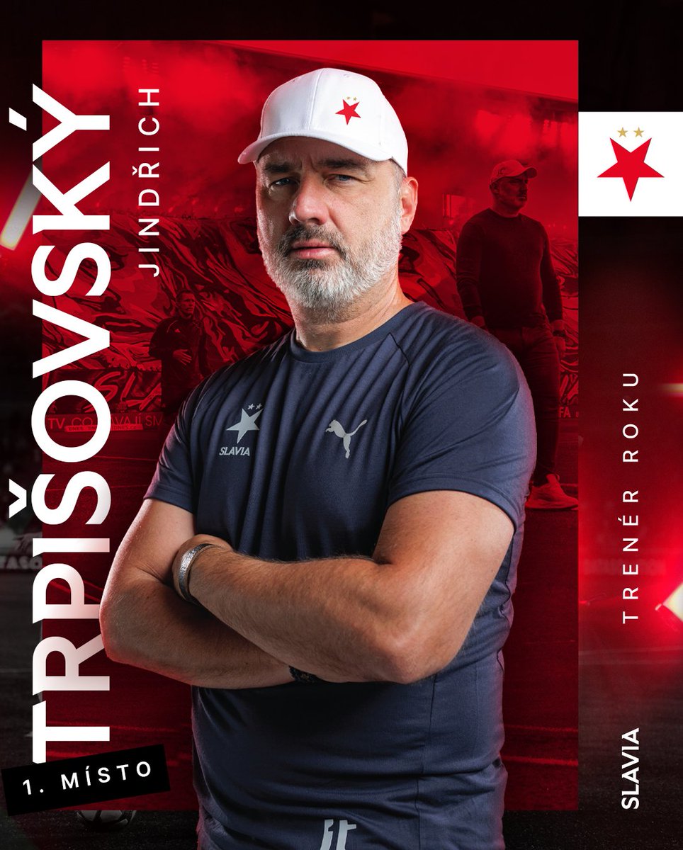 slaviaofficial's tweet photo. Jindřich Trpišovský je Trenér roku 2023 🥇

Hlavní trenér Slavie anketu ovládl už počtvrté. Obrovská gratulace! 🧢👏 https://t.co/wo8mbRe7SP