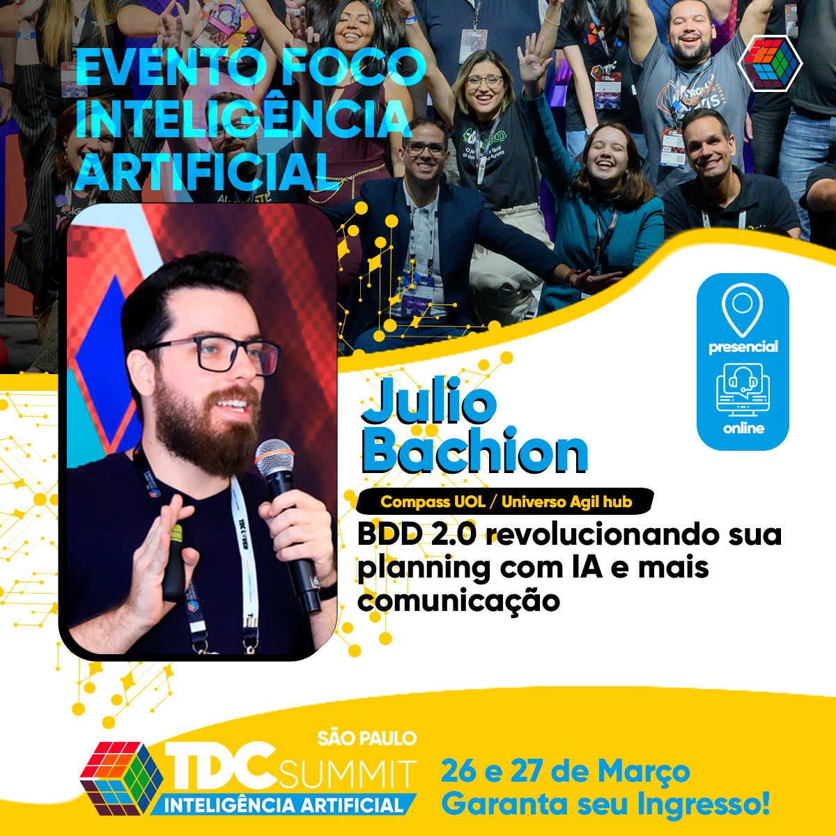 🚀Vem pro #TDC Summit São Paulo. 🟦

<a href="/BachionJulio/">JULIO BACHION</a> leva ao palco do #TheDevConf a palestra 📢"BDD 2.0 revolucionando sua planning com IA e mais comunicação"📢

Inscreva-se
thedevconf.com/tdc/2024/summi…