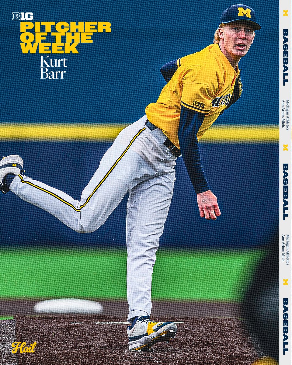 Introducing your Big Ten Pitcher of the Week... Kurt Barr!!

Two Wins and a 0.82 ERA over 11 innings!

#GoBlue