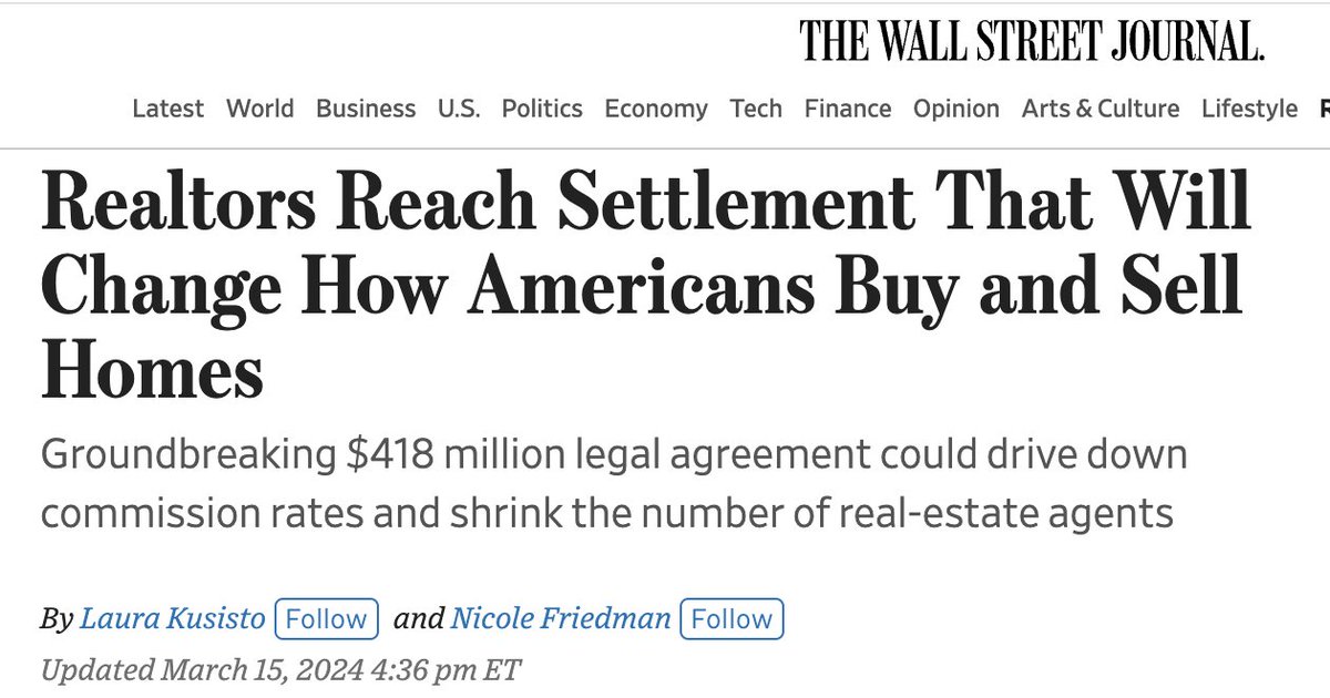 The 6% realtor commission is finally being taken head on This is one huge remaining profit pool in fintech that we called out last year Let's watch what happens this summer