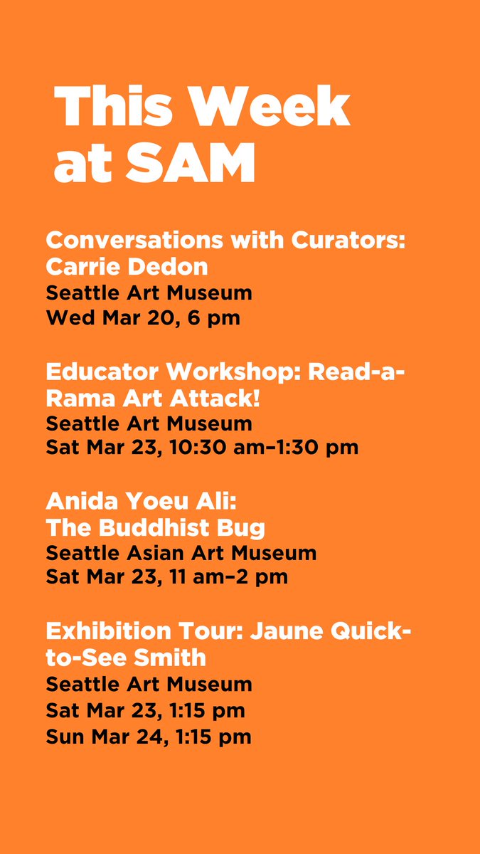 iheartSAM's tweet photo. A new week calls for new programs at SAM! Look below to find out what's happening #ThisWeekatSAM and head to https://t.co/9gderiRNmH to learn more. https://t.co/vORioKV8Va
