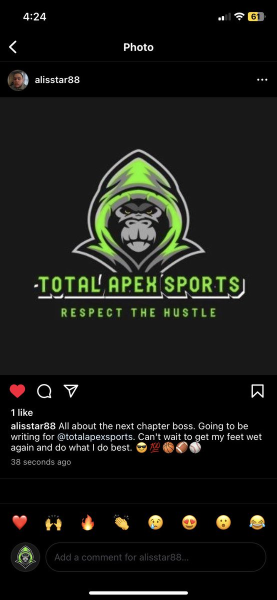 We’re expanding and only getting better. Watch out for Total Apex Sports. #NewBeginnings #RespectTheHustle