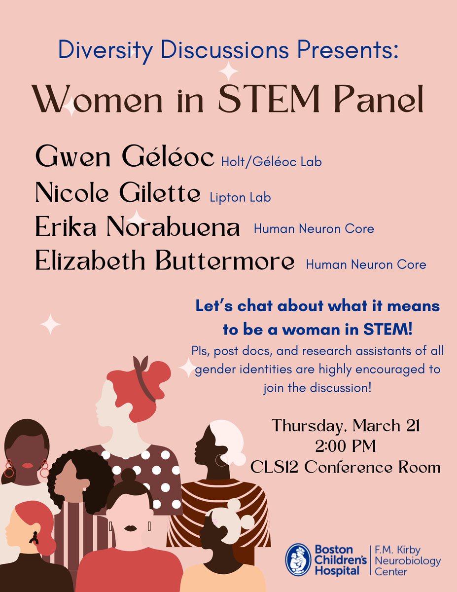 I’m hosting a Women in STEM Panel this Thursday @ the Kirby Neurobiology Center this Thurs 3.21.24. Scientists of all ranks and gender identities are highly encouraged to attend! #WomenHistoryMonth #WomenInSTEM #WomenEmpowerment