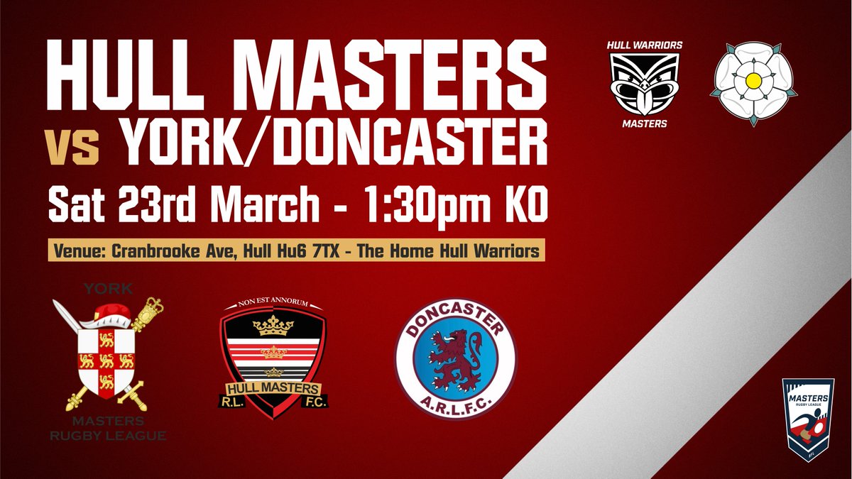 🏉Masters Season Launch Festival - Yorkshire Clubs 2024🏉 This weekend we are delighted to participate in the Masters Season Launch Festival, hoisted by @hull_warriors on Saturday 23rd March. We have been drawn against Doncaster and York👍 #mastersspirit #hullmasters24