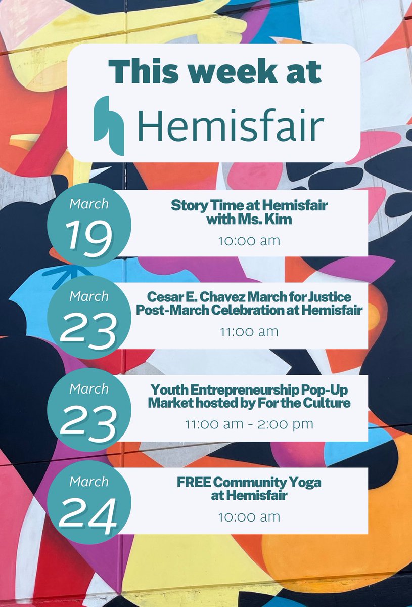 hemisfair's tweet photo. Hereβs whatβs happening this week at #Hemisfair! β¨ https://t.co/cwLYyLZOfW