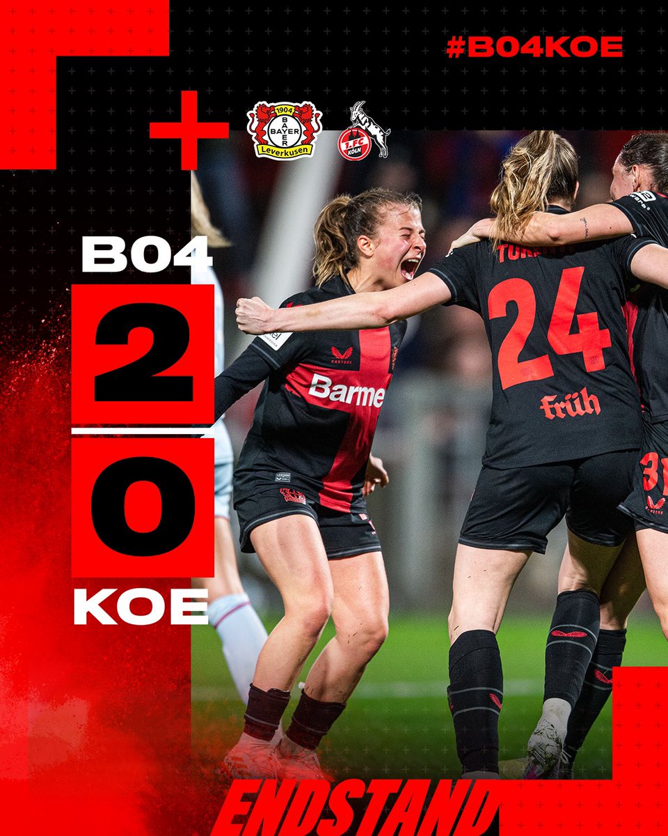 D E R B Y S I E G für unsere #Bayer04Frauen ⚫️❤️‍🔥

#B04KOE 2:0 | #Bayer04 | #DieLiga