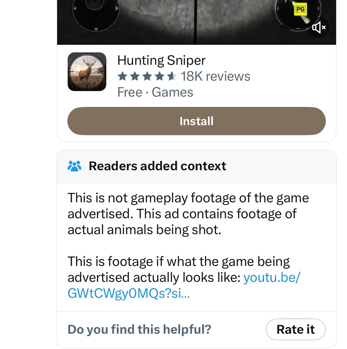 Jesus Christ, this horrible app just served me an ad showing actual, awful footage of wolves being shot in the head. This place is a dump.