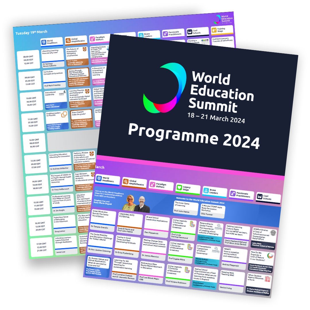 So many of our Associates contributing to the @WorldEdSummit this year. Look out for our Tumbler logo on the programme