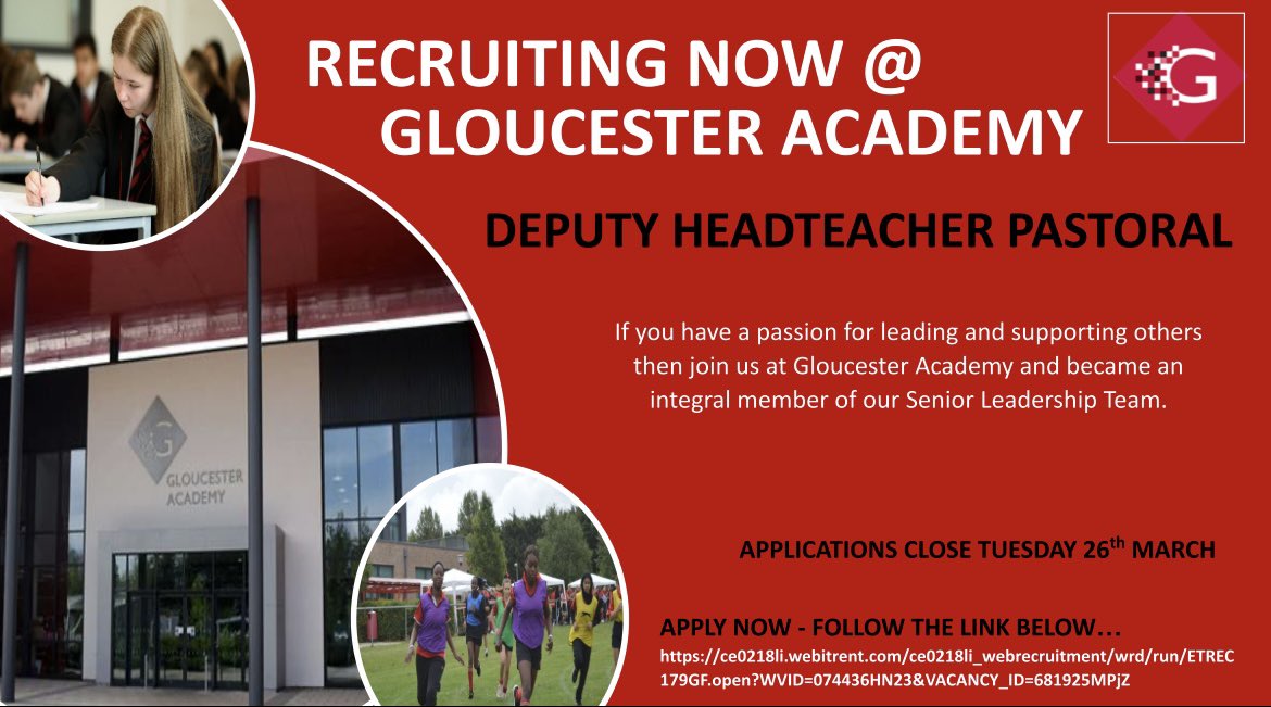 Are you ready for your GA adventure to begin? We are rapidly expanding and looking to recruit an exceptional Deputy Head Pastoral to join us on our climb! Please see below to apply or DM us for more information! gloucesteracademy.co.uk/vacancies/curr… @gltrecruitment @GreenshawTrust