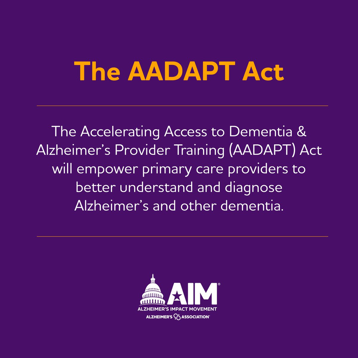 The bipartisan #AADAPTAct has been introduced in the House! 🎉 This new bill will help primary care providers receive video-conferencing training and education to better understand and diagnose Alzheimer’s and other dementia. Learn more about this important bill: