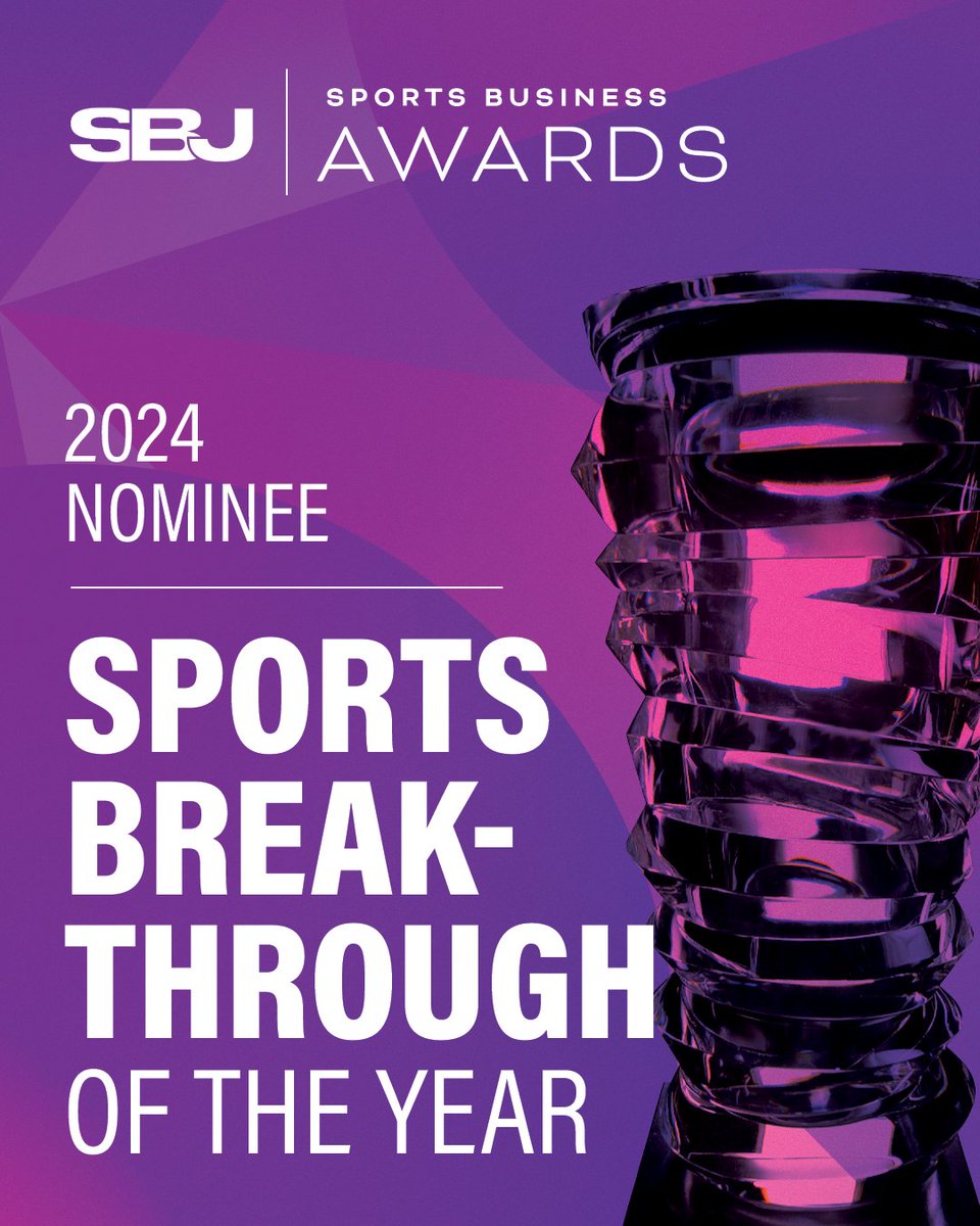 We are thrilled and deeply honored to be nominated for a 2024 Sports Business Award in the Sports Breakthrough of the Year category!  Thank you SportsBusinessJournal for this nomination and congratulations to our fellow nominees: The Inaugural NBA In-Season Tournament, World…