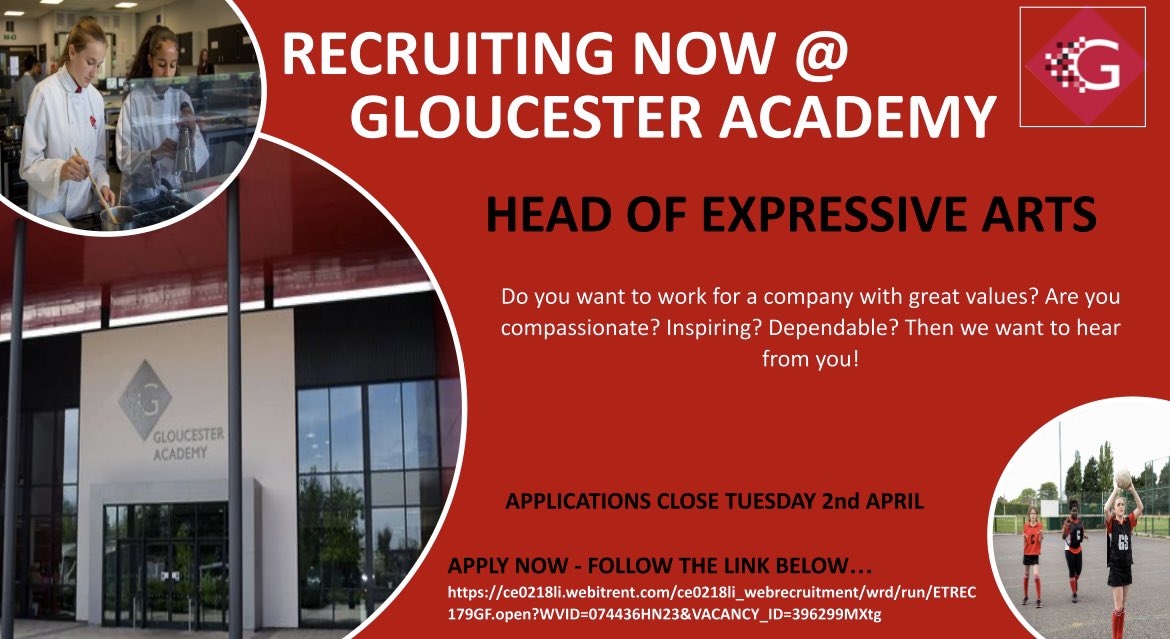 Are you ready to lead a fantastic Drama and Music team? We are rapidly expanding and looking to recruit an Head of Expressive Arts to join us on our climb! Please see below to apply or DM us for more information! gloucesteracademy.co.uk/vacancies/curr… @gltrecruitment @GreenshawTrust