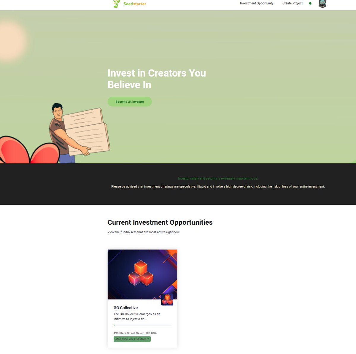 So happy to see this 👇

The first live project on <a href="/JoinSeedstarter/">Seedstarter🌱</a>!

Good luck <a href="/ggcollectivegg/">GG Collective</a>