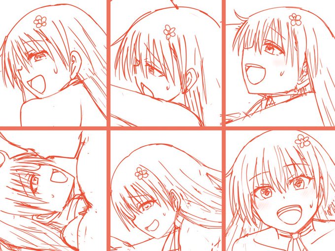 今夜の作業ここまで。イベント絵のラフを6枚描きました。 