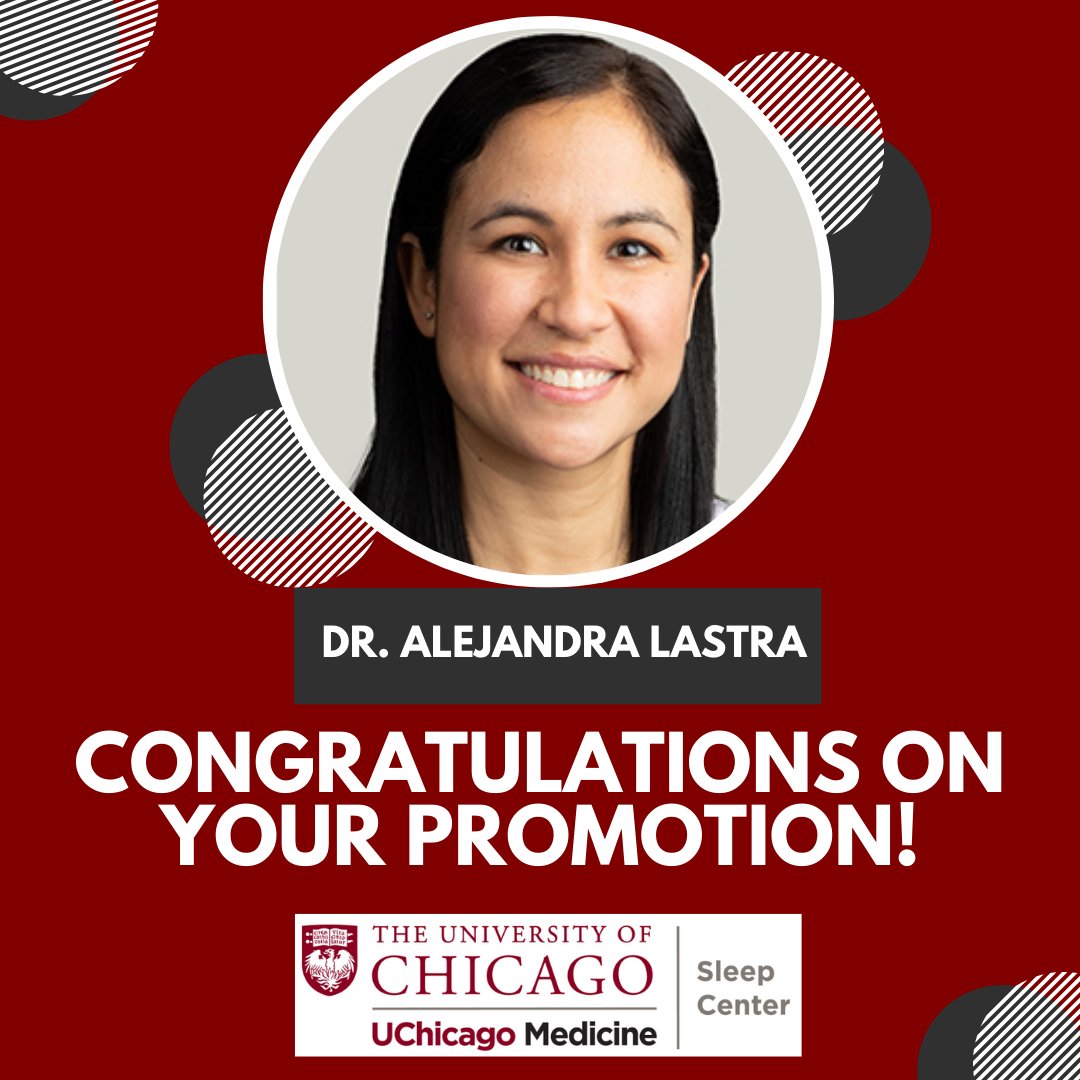 We are excited to share that Dr. Ale Lastra (@aleclastra) has been promoted to Associate Professor of Medicine! Please join us in congratulating Dr. Lastra for this well-deserved achievement & thank her for her work in our Sleep Center & Sleep Fellowship Program! #WomenInMedicine