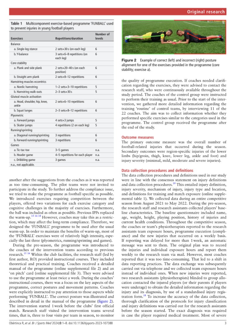 TheFootballPhys's tweet photo. 🆕⚽ Efficacy of a new injury prevention programme in male young football (soccer) players: a cluster-randomised controlled trial

https://t.co/idd7hZ6Ezm https://t.co/v9kIWpz9BX