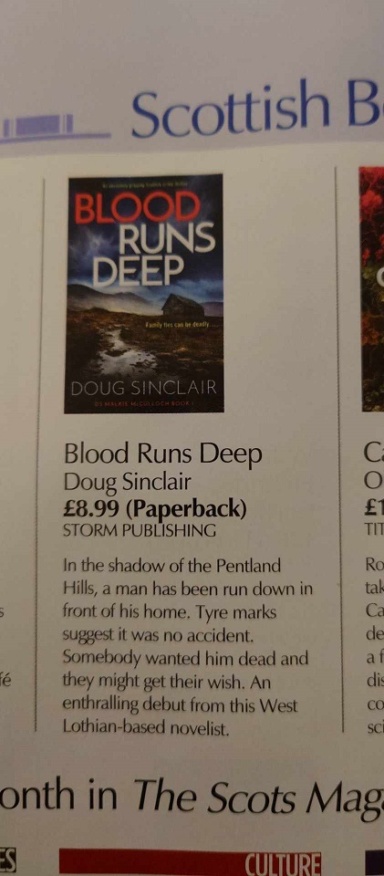Today, I found out someone at The Scots Magazine. thinks my wee debut is 'enthralling'. Which is nice. Thanks to The Scots Magazine for the mention and to the lovely @DouglasSkelton1 for bringing it to my attention. amzn.eu/d/09ZeV2G
