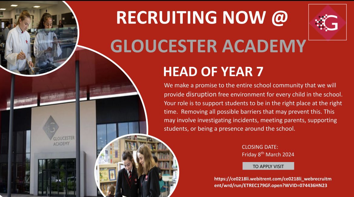 Ready to join us and ensure every child can flourish? We are rapidly expanding and looking to recruit a Head of Year 7 to join us on our climb! Please see below to apply or DM us for more information! gloucesteracademy.co.uk/vacancies/curr… @gltrecruitment @GreenshawTrust