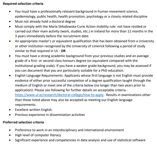 *PhD scholarship* on #PhysicalActivity in European youth @PessLimerick @HRI_UL supervised by Prof Ciaran Mac Donncha and I. This is a superb opportunity to join the INDEEP @MSCActions Doctoral Network indeep-project.eu/vacancies Please RT @hepaeurope @ISPAH @ISBNPA @ISBNPA_IS