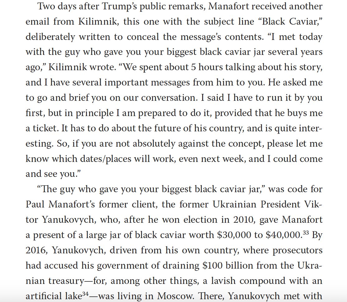 The code between Manafort and the suspected Russian asset was 'Black Caviar.' You can read all about it in the chapter of the same name in my book, American Oligarchs.