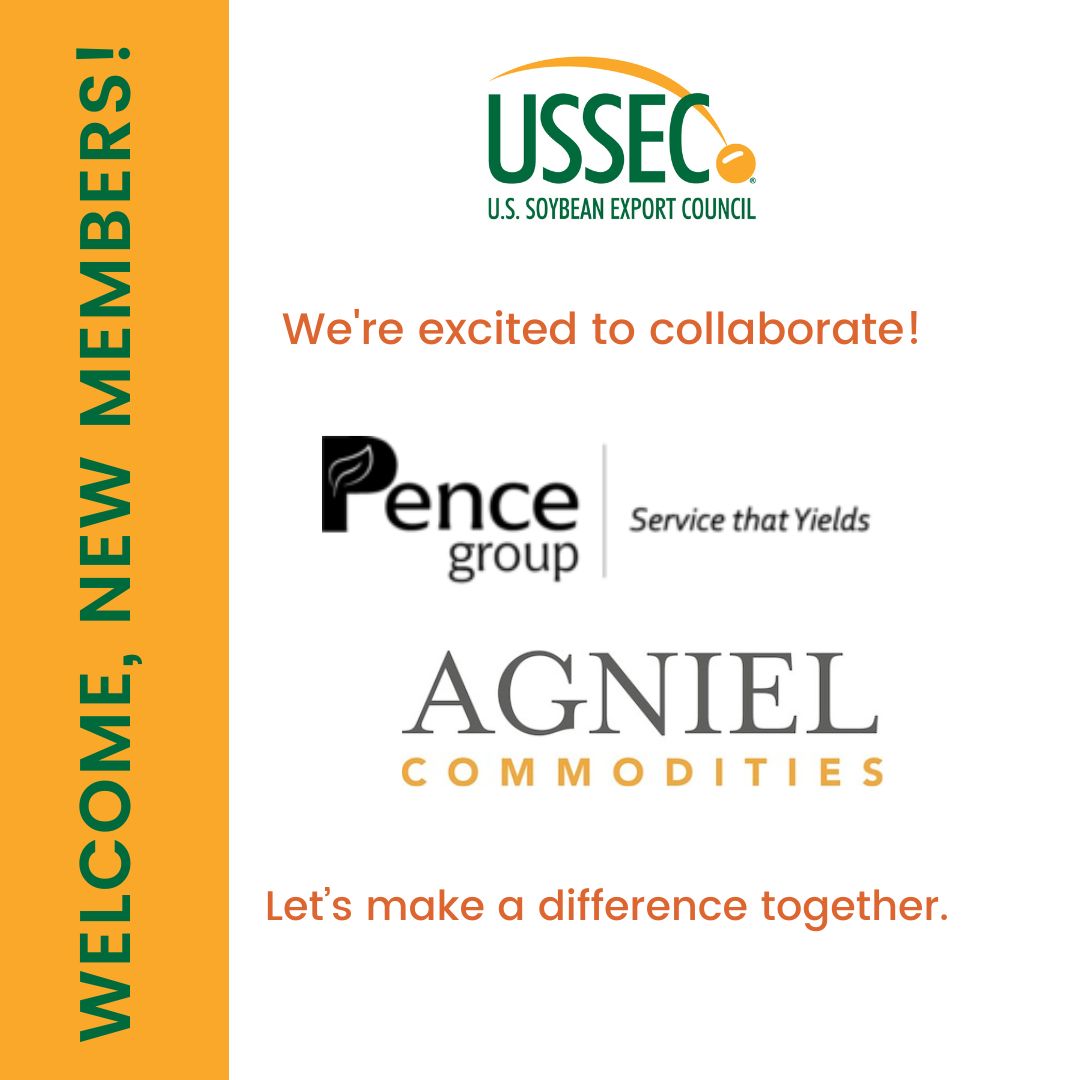 Welcome aboard, new USSEC members Pence Group Inc & Agniel Commodities! We’re excited to have you join us as we differentiate and elevate preference for #USSoy around the world!