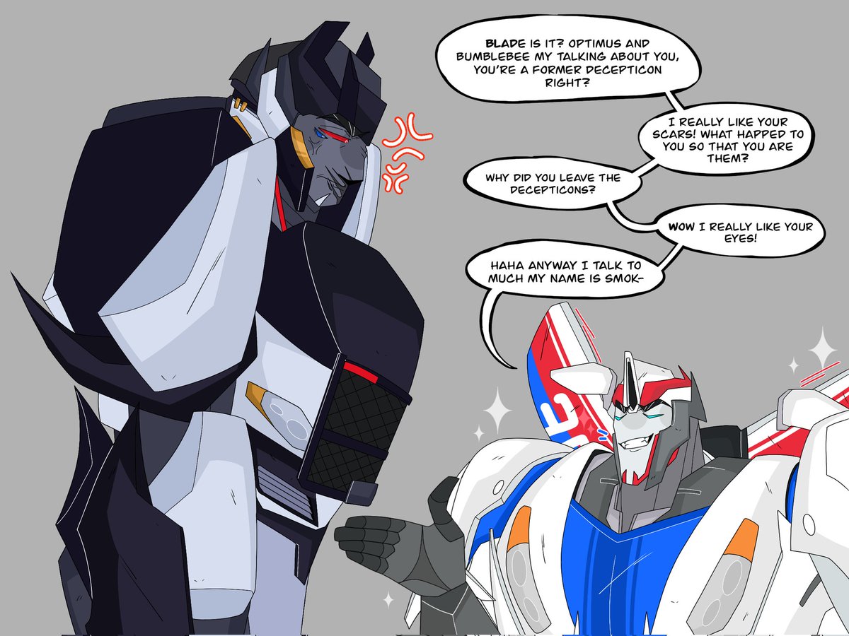 Megatron_666_'s tweet photo. Little comics 1/2 ✍️✍️(oc x canon) de Lol I'm not very proud of it :') #tfp #tfpart #transformers #autobot #oc #tfpoc #smokscreen #comics #procreate #ship https://t.co/ovJi0ePVuP