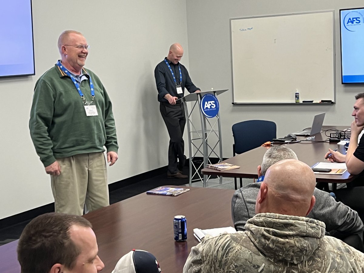 Brent Charlton leads the ⁦<a href="/AmerFoundrySoc/">American Foundry Society</a>⁩ #Safety 101 as Greg Kramer looks on. Dozens of #foundry professionals taking the 3-day course.