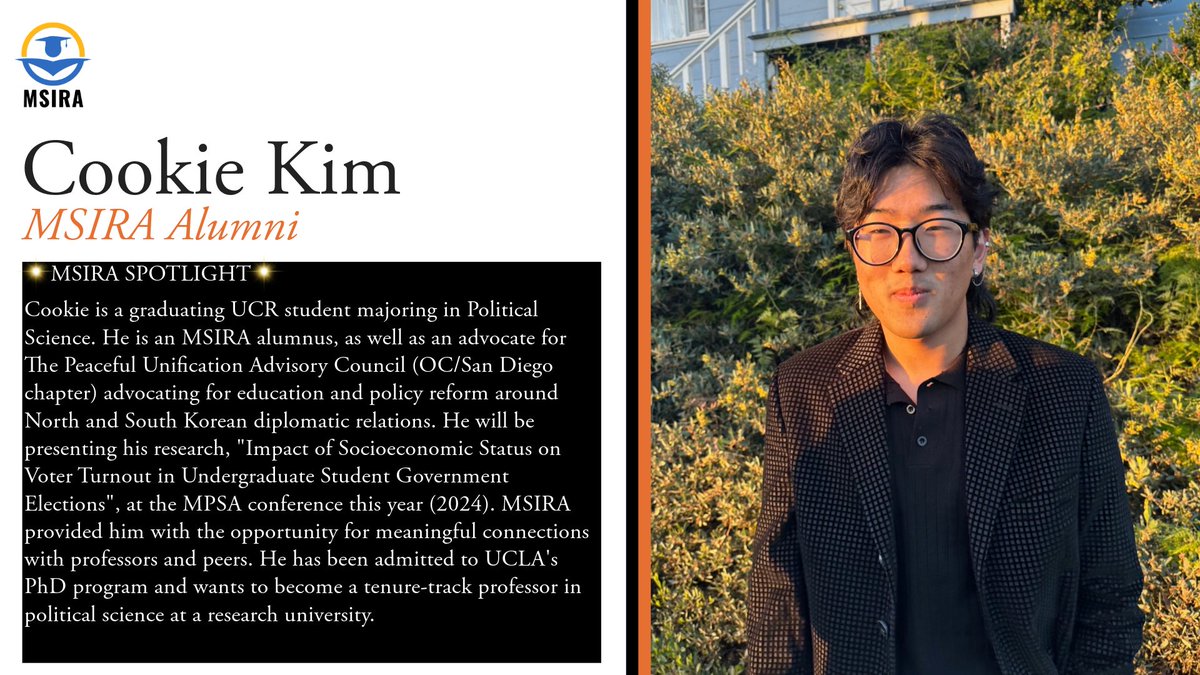 ⭐MSIRA Alumni Spotlight⭐
This week, we are featuring Cookie Kim as the first installation of our new spotlight series! This series celebrates the accomplishments of MSIRA fellows. Congrats on UCLA, Cookie!