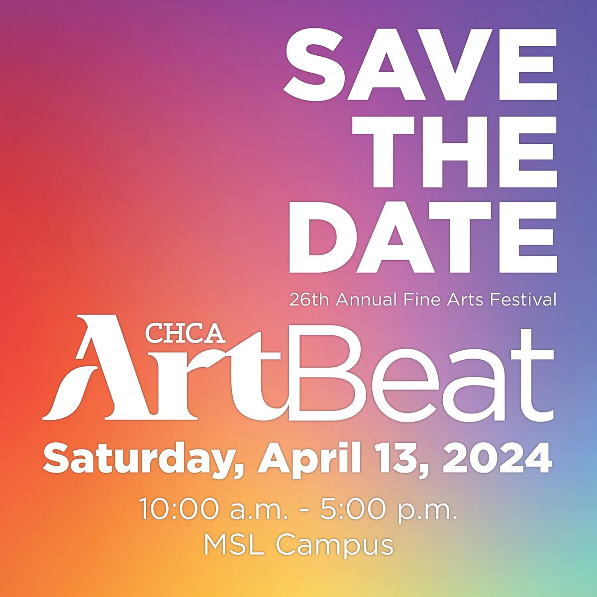 Save the date: ArtBeat returns on April 13! 1,400+ works of art on display, multiple student performances, hands-on-art tables, live demonstrations, and more. For more information, see the ArtBeat page on our website: chca-oh.org/arts/artbeat #GoCHCA #ArtBeat2024