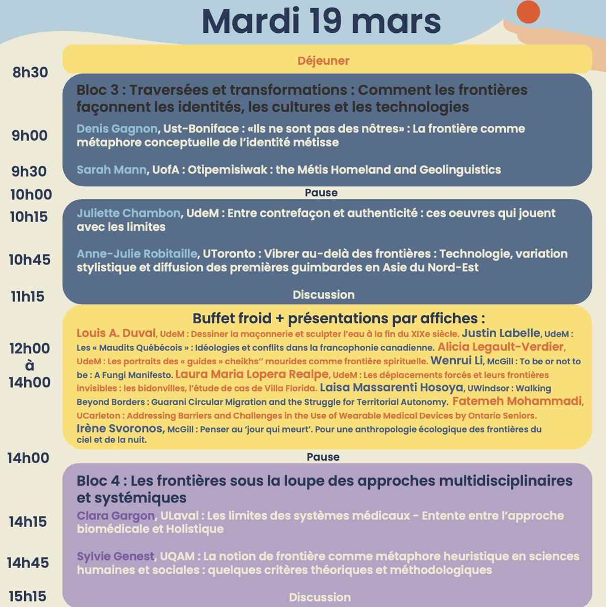Le colloque continue demain!
Ne manquez pas une nouveauté au CADA soit la présentation des affiches avec buffet froid. À demain!