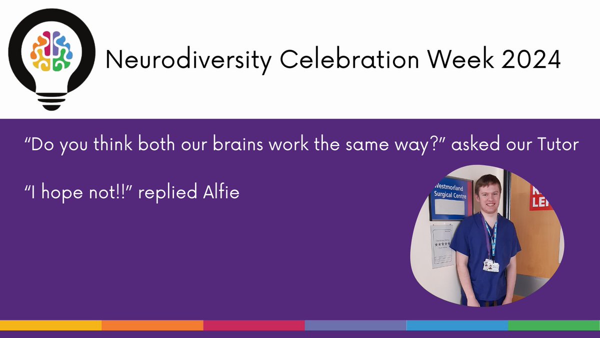 Base room learning this week is all about celebrating Neurodiversity. This is our favourite comment from today, cheeky but so true.  Wouldn't life be dull if our brains all worked in the same way! #NeurodiversityCelebrationWeek2024 #inclusionrevolution #supportedinternships