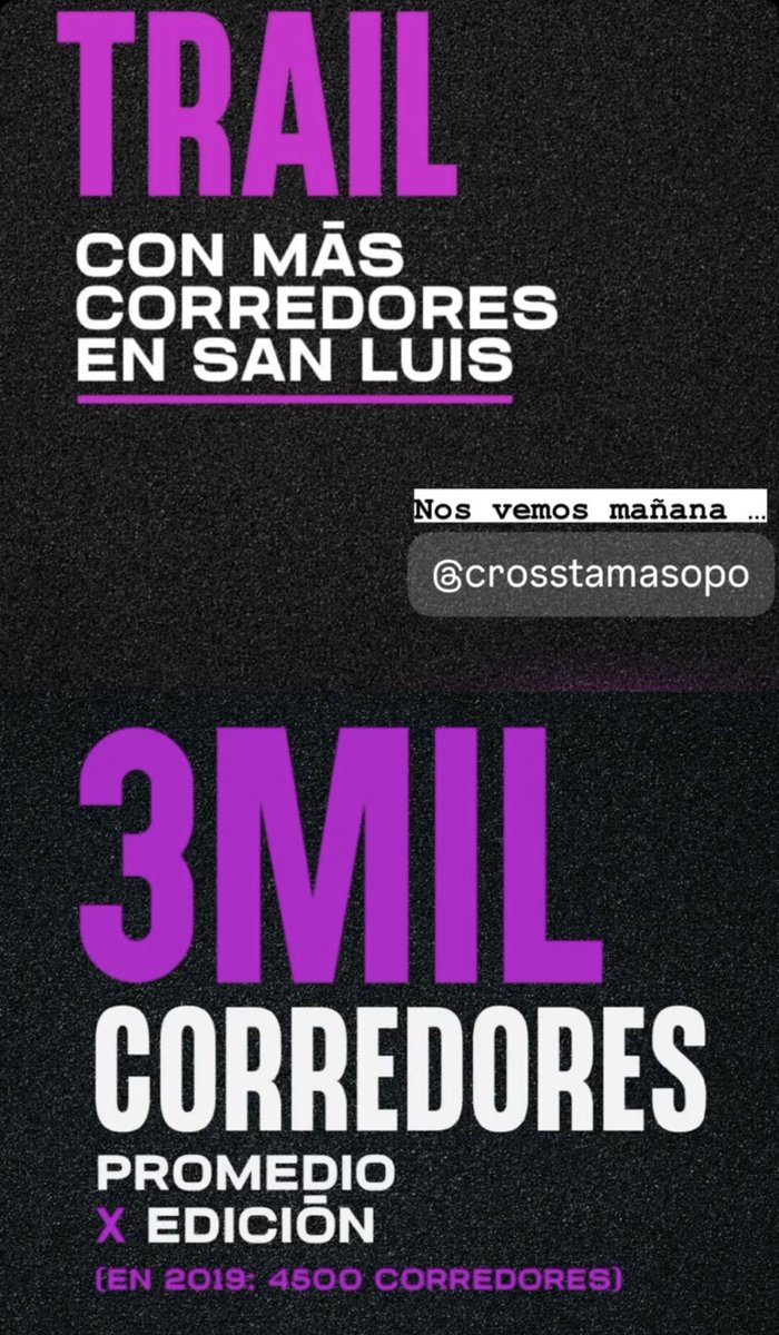 Mañana les tenemos noticias 

Quizás la medalla, quizás la playera oficial, quizás otra noticia … o presencia más !? 🙌🏼😱 💥 

🚨 Atención #runners #corredores #trailrunner