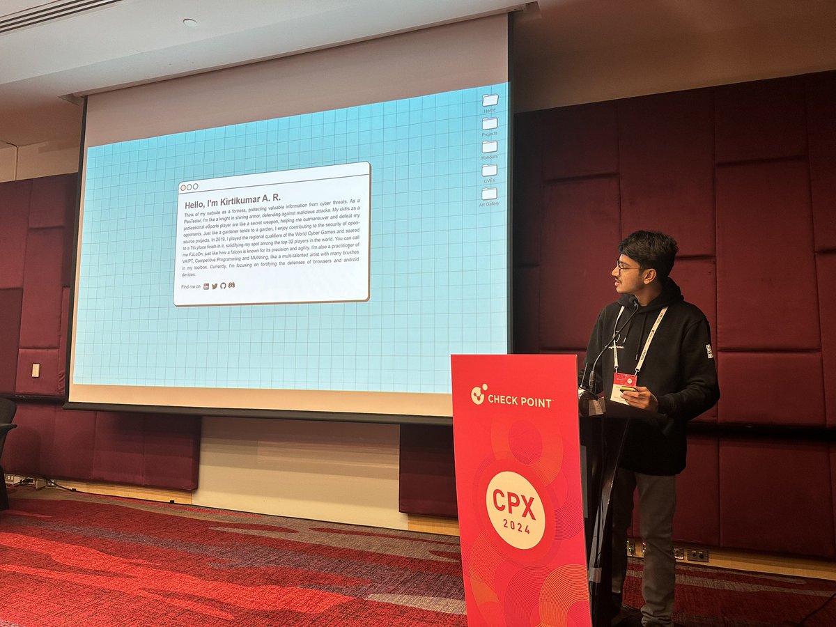 Kirtikumar_A_R's tweet image. From speaking about Browsers till late night with @ericlaw  @HomeSen @Qab and @posidron  to getting to speak about the Webviews to hack the applications. Thanks to Dameon Welch  for giving me this opportunity  for All about CPX 2024, Bangkok, Thailand 🇹🇭
#CPX2024 #BrowserSecurity