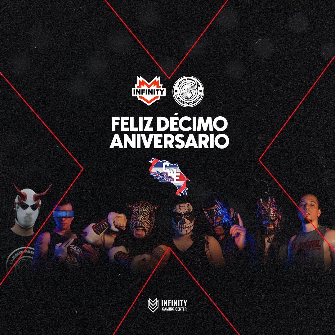 ¡FELICIDADES CWE! 🎉  

Queremos felicitar a <a href="/official_cwe/">CWE Official</a> en su décimo aniversario.🫶 

Les deseamos mucha prosperidad para los siguientes 10 años más. 🔥 

 ¡Que viva la #LuchaLibre costarricense! 🇨🇷  

 INF 🤝 CWE  

#CWE #Wrestling #goINF