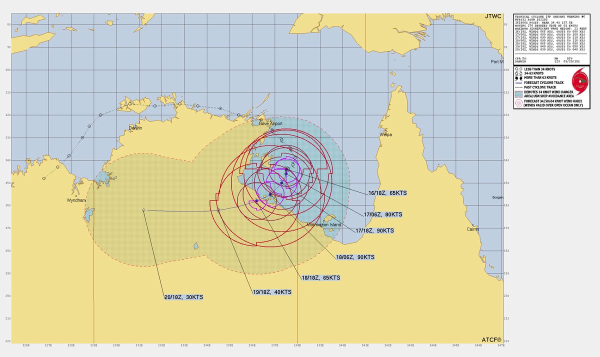 Tropicalcyclon8's tweet photo. TC #Megan Gulf of Carpentaria continues quick intensification making probable Cat 3 landfall to the Pellew Islands/McArthur R mouth from Monday evening, dangerous &amp; high storm tide expected, rainfall past 48hrs Groote Eylandt Airport nearing 700mm https://t.co/rd3OdrIXlm