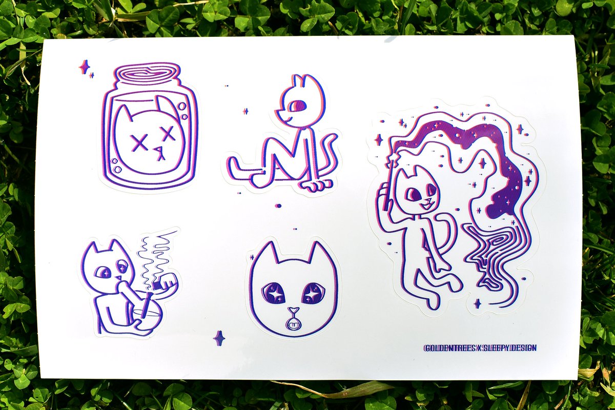 SleepyDesign's tweet image. New sticker set now live on our shop! ✨ @GoldenTreesArt