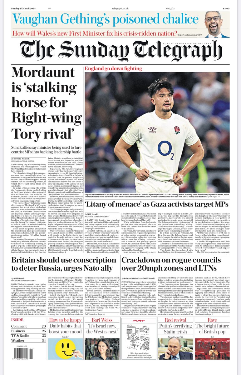 Our Sunday ⁦@Telegraph⁩ p1