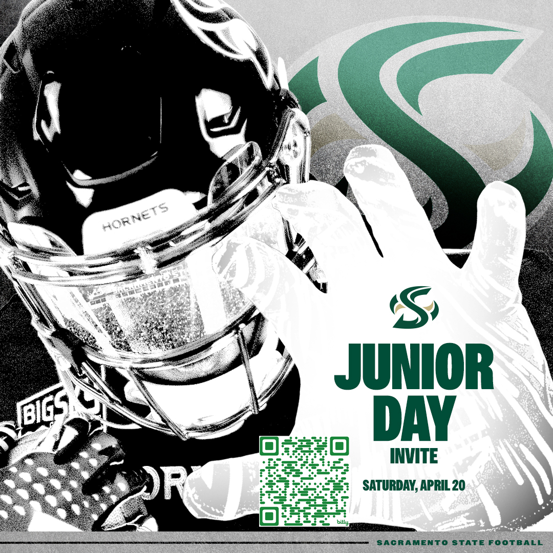 🚨📢Attention HS Juniors! You are invited to Sac State Football's Junior Day!! You will be able to see the Hornets play our Spring Game and learn about our program. Register today! 🗓️: April 20th, 2024 📍: Hornet Stadium 🔗: bit.ly/48o8lDV #StingersUp #GreenSwarm