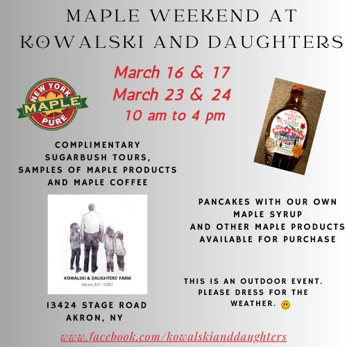 Thanks to all that visited today for #NYMapleWeekend ! We will be hosting again tomorrow (Sunday) 10-4 and again next weekend (Sat/Sun 10-4). Come see how syrup is made! Sugarbush tours, coffee, pancakes and plenty of syrup and #NYMaple products for sale! 🍁 ☕️ 🥞 #Homesteading