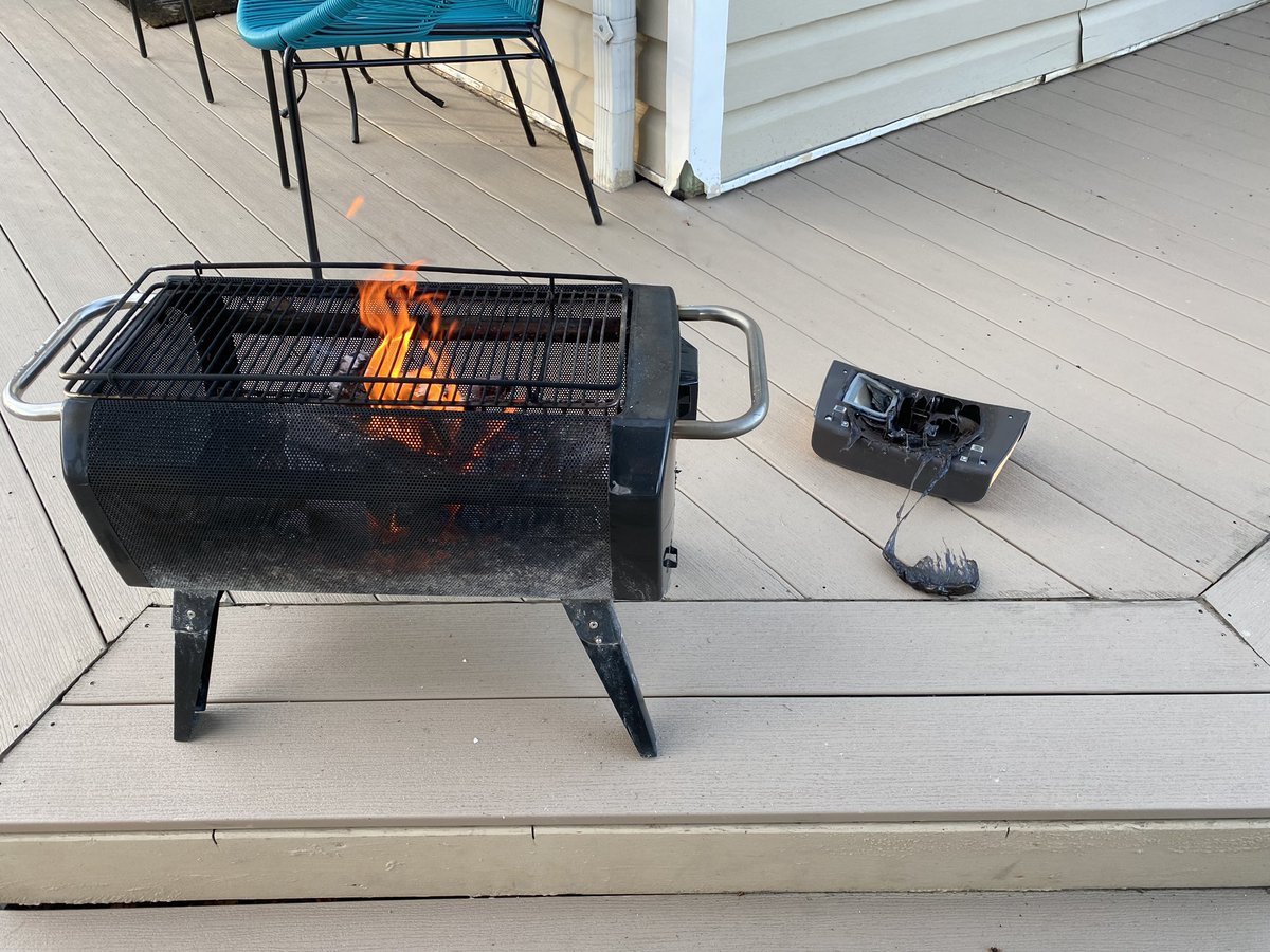 MedicMikeG's tweet photo. If anyone is considering buying the @biolitestove fire pit, do not waste your money. This is what just happened to mine. https://t.co/Ll58OyTjK6