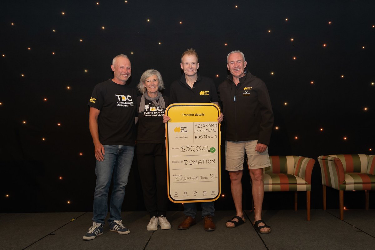 Tour De Cure (@tourdecure_aus) on Twitter photo Exciting News: We've funded our 1,000th Cancer Project! 🎉 Thanks to our amazing supporters, we presented <a href="/MelanomaAus/">Melanoma Institute Australia</a> with $50,000 for a groundbreaking brain cancer trial. @ProfRScolyerMIA leads as patient zero, sharing insights from his treatment.
bit.ly/TDCProject1000 Exciting News: We've funded our 1,000th Cancer Project! 🎉 Thanks to our amazing supporters, we presented <a href="/MelanomaAus/">Melanoma Institute Australia</a> with $50,000 for a groundbreaking brain cancer trial. @ProfRScolyerMIA leads as patient zero, sharing insights from his treatment.
bit.ly/TDCProject1000