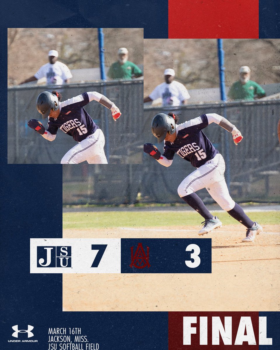 Two wins on the day! The Tigers defeat Alabama A&M at home. Game three of the series will take place at 9am tomorrow🥎 #TheeILove | #SWACSB | #GoJSUTigersSB🐅