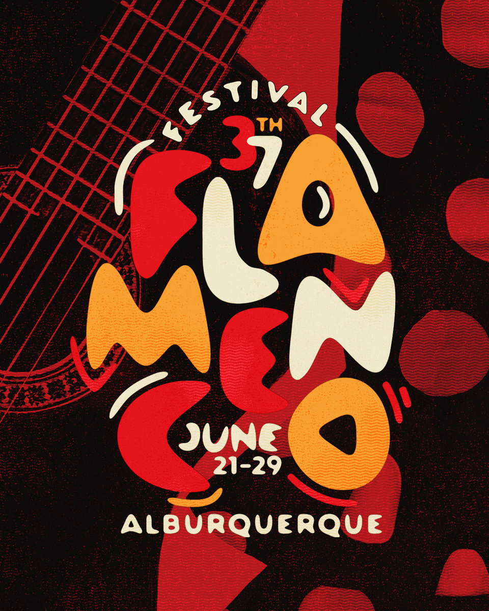 Have you seen this year's Festival Flamenco Alburquerque poster? 

Join us this summer for over 20 incredible performances from flamenco's most thrilling artists, amazing workshops, and more at FESTIVAL FLAMENCO ALBURQUERQUE 37! 

FFABQ.ORG Poster by Lee Gallegos