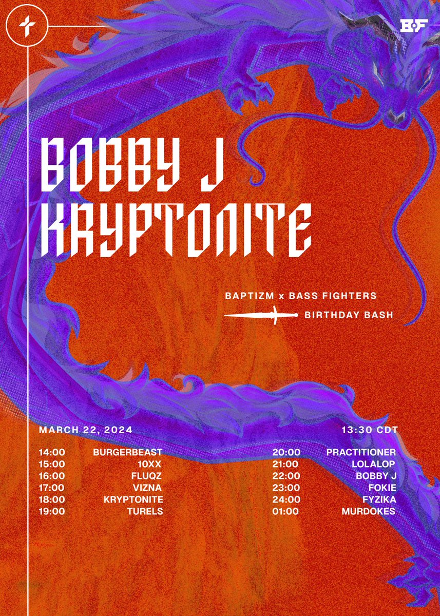 Join us and Bass Fighters for @DJBobbyJVR and @Kryptonite_DnB's birthday bash!

@BaptizmVR x @BASSFIGHTERSVR Birthday Bash, Friday March 22nd.

Join Baptizm and Bass Fighters here:
discord.gg/baptizm
discord.gg/gpPCy67cf5

Become Baptized.