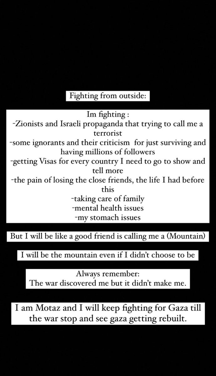 Fighting from outside: I’m fighting: -Zionists and Israeli propaganda that trying to call me a terrorist -Some ignorants and their criticism for just surviving and having millions of followers - Getting visas for every country I need to go to show and tell more - Taking…
