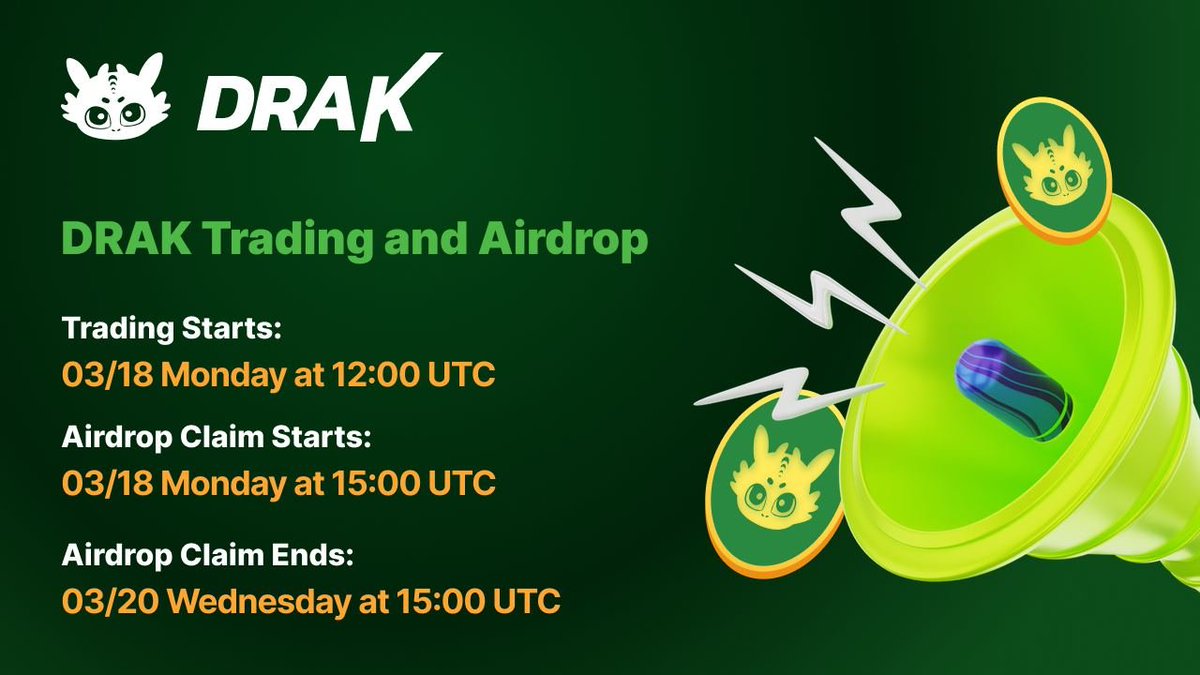 gm Dragon Warriors! just a quick update that we're still collecting all the whitelist airdrop addresses and you will expect to check your eligibility on our website shortly $DRAK will be launched on Merlin Chain so make sure little btc for gas in your merlin chain when you