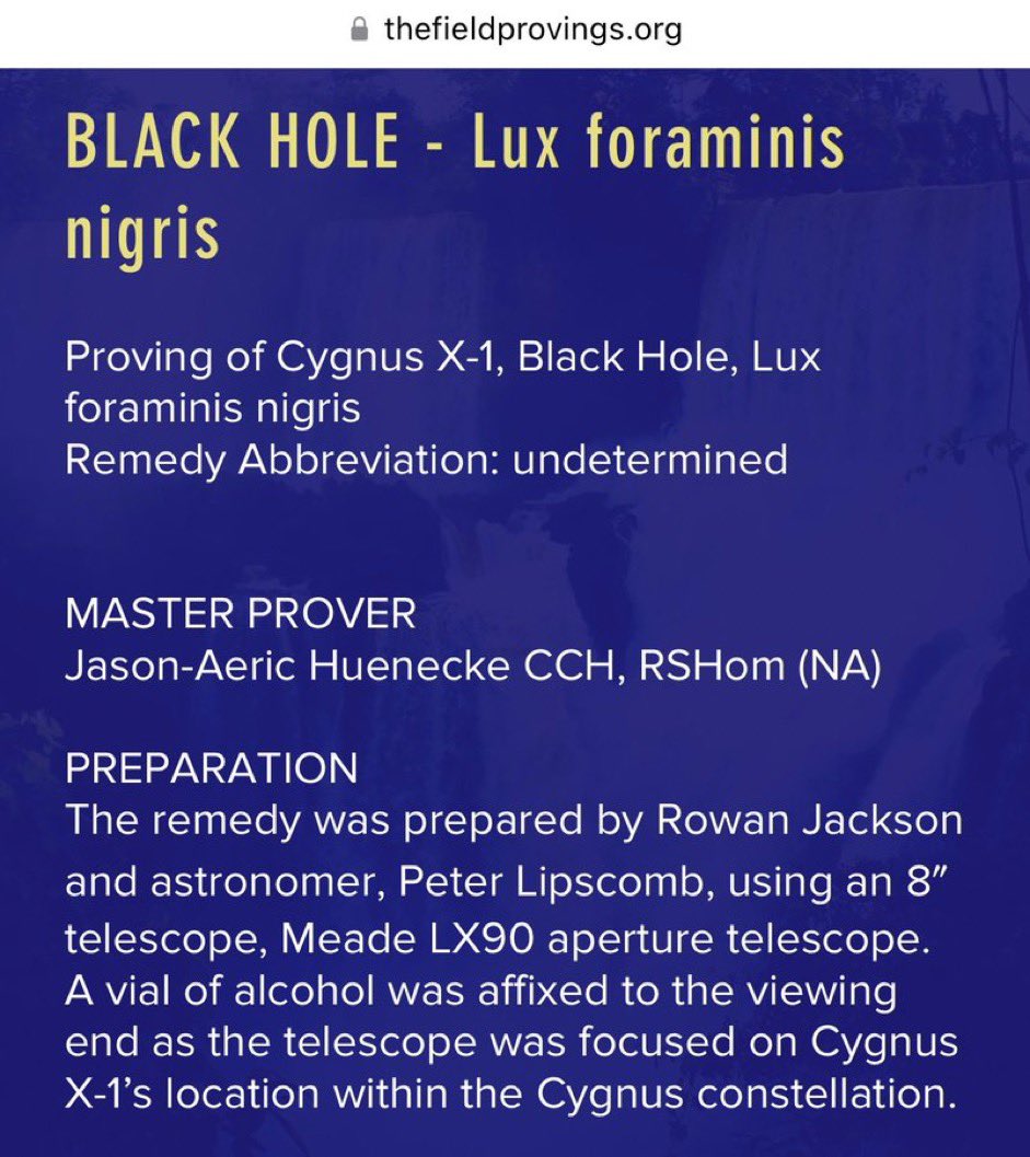 No one: Homeopathy: Here’s a remedy for depression made by pointing a telescope at a black hole.