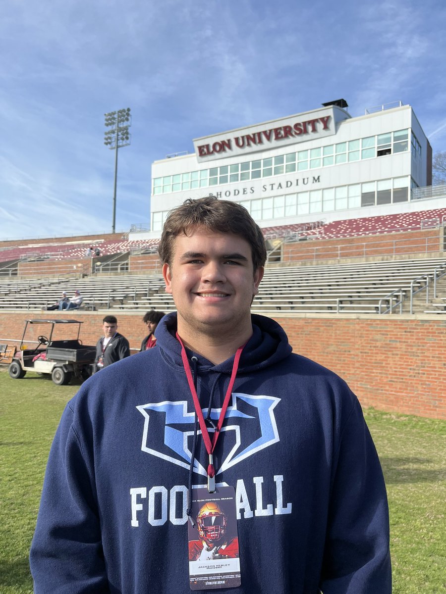 Thank you to @ElonFootball and @Coach_Stad for the invitation to Spring Practice today. I had a great time on campus! @hopewell_fb @HopewellAD @HOLD2017 @coachBGentry @MayoTapp